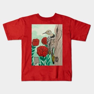 Alabama state bird and flower, the yellowhammer and camellia Kids T-Shirt